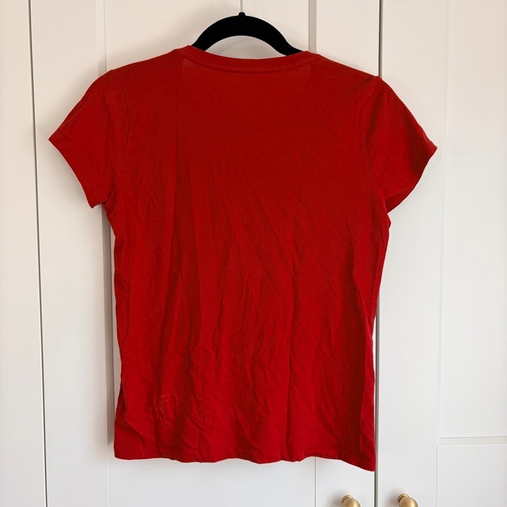 Polo by Ralph Lauren Women's Red V-Neck T-Shirt | S - Picture 4 of 6